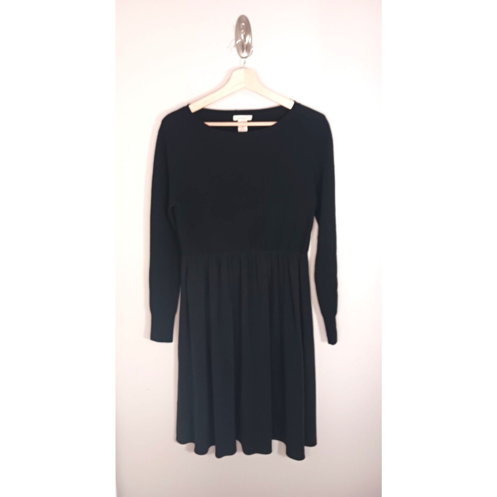 Sundance Merino Wool Silk Sweater Dress Black Long Sleeve Small Mixed Media
